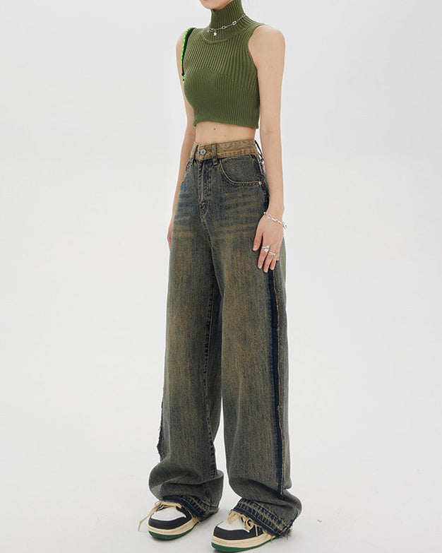 VILZSTUDIOS Faded jeans with contrast pocket for a trendy look