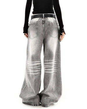 VILZSTUDIOS faded grey wide leg jeans