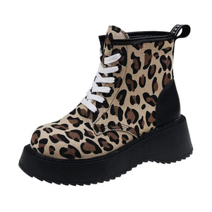 VILZSTUDIOS Fierce animal print lace up boots for trendy fashion