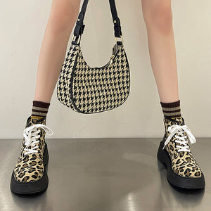 VILZSTUDIOS Fierce animal print lace up boots for trendy fashion