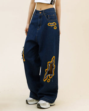VILZSTUDIOS Flame cut-out wide-leg jeans from VILZSTUDIOS