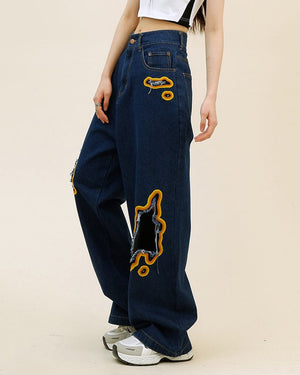 VILZSTUDIOS Flame cut-out wide-leg jeans from VILZSTUDIOS