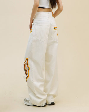 VILZSTUDIOS Flame cut-out wide-leg jeans from VILZSTUDIOS