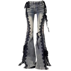 VILZSTUDIOS Flared denim jeans with lace-up design