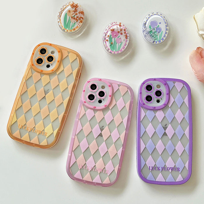VILZSTUDIOS Stylish iPhone case with floral argyle pattern