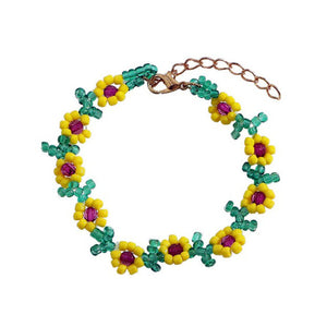VILZSTUDIOS Floral beaded necklace with sunflower design