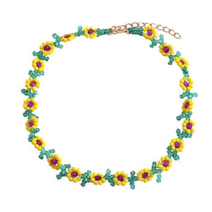 VILZSTUDIOS Floral beaded necklace with sunflower design