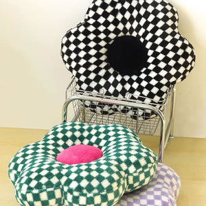 VILZSTUDIOS Floral checkered shaped pillow