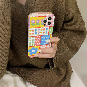 VILZSTUDIOS Floral checkered design iPhone case