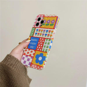 VILZSTUDIOS Floral checkered design iPhone case