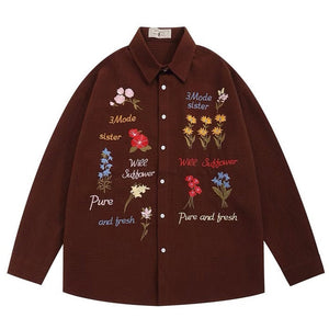 VILZSTUDIOS Floral embroidered casual shirt from VILZSTUDIOS