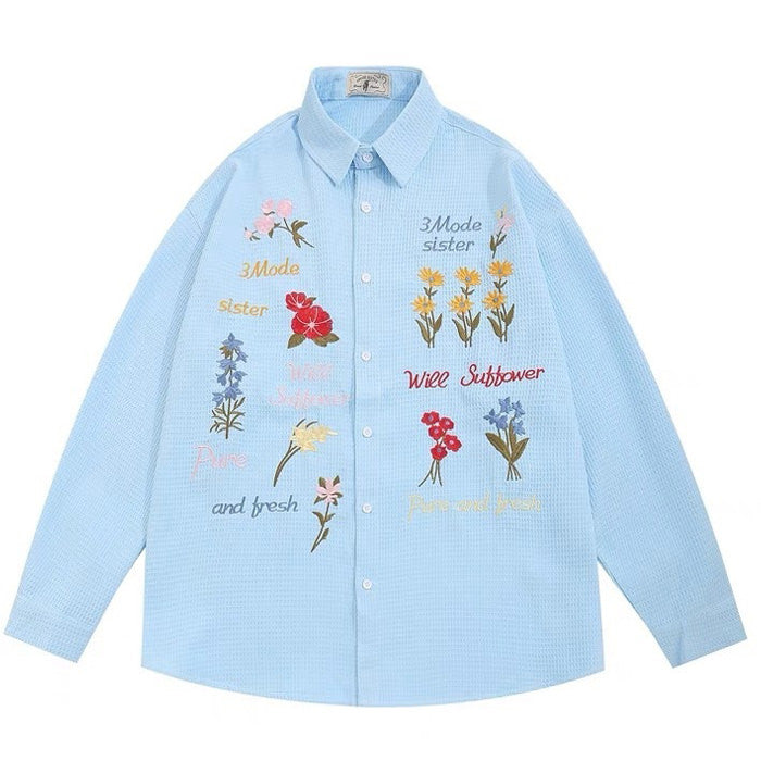 VILZSTUDIOS Floral embroidered casual shirt from VILZSTUDIOS