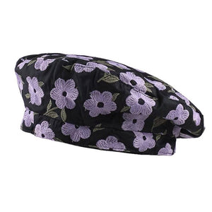 VILZSTUDIOS Stylish floral embroidery beret hat for casual wear