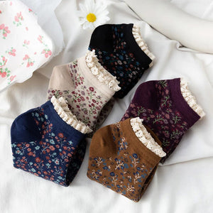 VILZSTUDIOS Floral design ruffle socks
