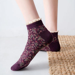 VILZSTUDIOS Floral design ruffle socks