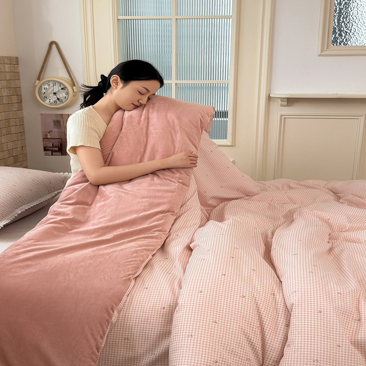 Floral Gingham Lace Duvet Insert