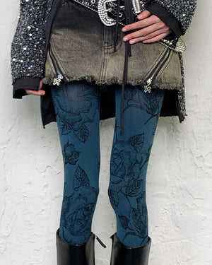 VILZSTUDIOS Floral patterned sheer tights in blue