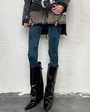 VILZSTUDIOS Floral patterned sheer tights in blue