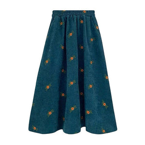 VILZSTUDIOS Floral embroidered corduroy skirt for stylish outfits