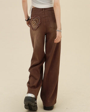 VILZSTUDIOS Loose fit jeans with heart patch design