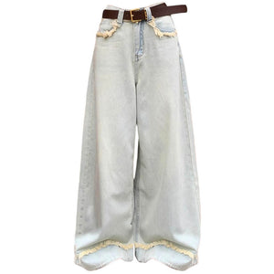 VILZSTUDIOS Frayed wide-leg denim jeans for street style