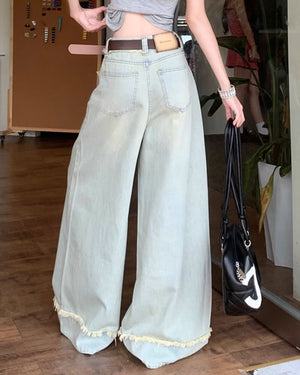 VILZSTUDIOS Frayed wide-leg denim jeans for street style