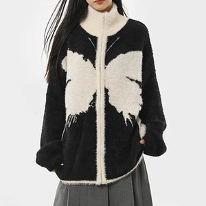 VILZSTUDIOS Funky butterfly patch zip-up jacket for streetwear fashion