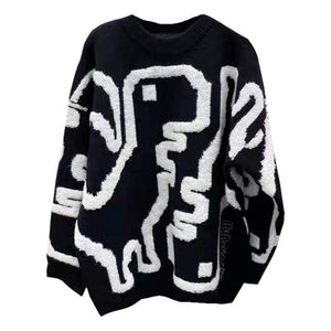 VILZSTUDIOS Fuzzy dinosaur graphic cozy sweater from VILZSTUDIOS