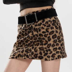 VILZSTUDIOS Fuzzy leopard mini skirt