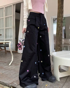 VILZSTUDIOS Loose fit pants with star embroidery design