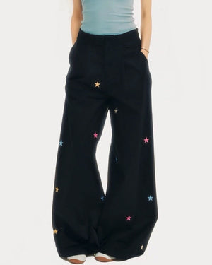 VILZSTUDIOS Loose fit pants with star embroidery design