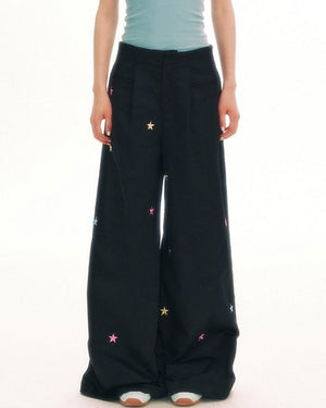 VILZSTUDIOS Loose fit pants with star embroidery design