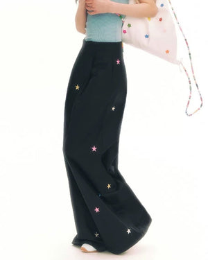 VILZSTUDIOS Loose fit pants with star embroidery design