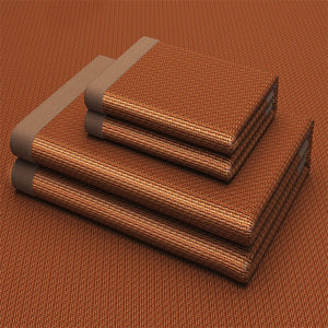 VILZSTUDIOS neutral-toned geometric woven cooling sleep mat with wide fabric binding