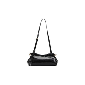 VILZSTUDIOS glossy black crocodile-embossed shoulder bag