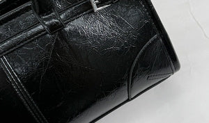 VILZSTUDIOS glossy distressed faux leather shoulder bag