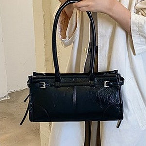 VILZSTUDIOS glossy distressed faux leather shoulder bag