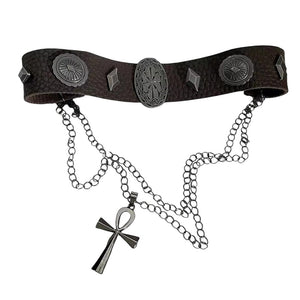 VILZSTUDIOS Gothic layered choker necklace with cross pendant