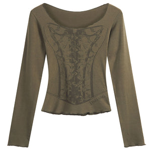 VILZSTUDIOS Gothic long sleeve top with vintage print