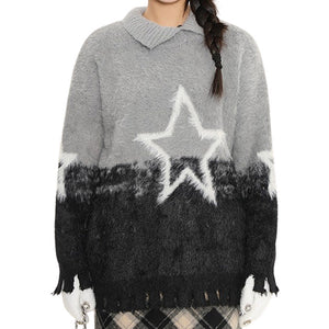 VILZSTUDIOS gradient knit sweater with star design