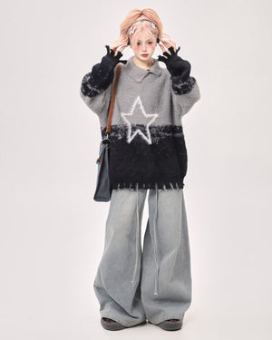VILZSTUDIOS gradient knit sweater with star design