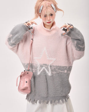 VILZSTUDIOS gradient knit sweater with star design