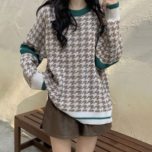 VILZSTUDIOS Dogtooth check pattern sweater by VILZSTUDIOS