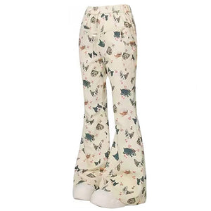 VILZSTUDIOS Graphic cat print casual pants for streetwear fashion