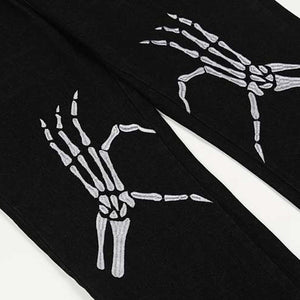 VILZSTUDIOS Graphic Hands Embroidery Denim Jeans by VILZSTUDIOS