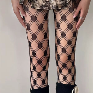 VILZSTUDIOS Stylish mesh tights with grid pattern design