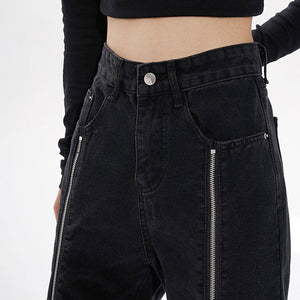 VILZSTUDIOS Grunge Zip Up Leg Jeans for streetwear fashion