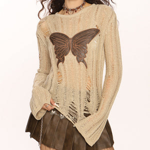 VILZSTUDIOS Grunge inspired butterfly knit top for stylish streetwear