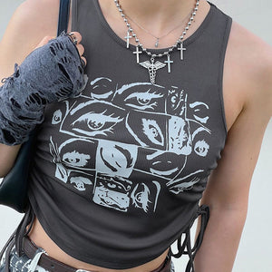 VILZSTUDIOS Grunge inspired eyes graphic top from VILZSTUDIOS