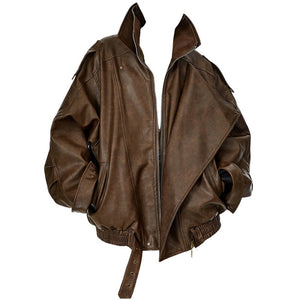VILZSTUDIOS Oversized buckle leather jacket for streetwear fashion